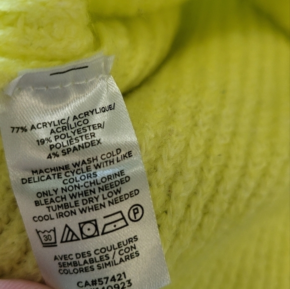 Ann Taylor LOFT Outlet Lounge Oversized Cowl Neck Sweater Neon Lemon - Picture 7 of 8